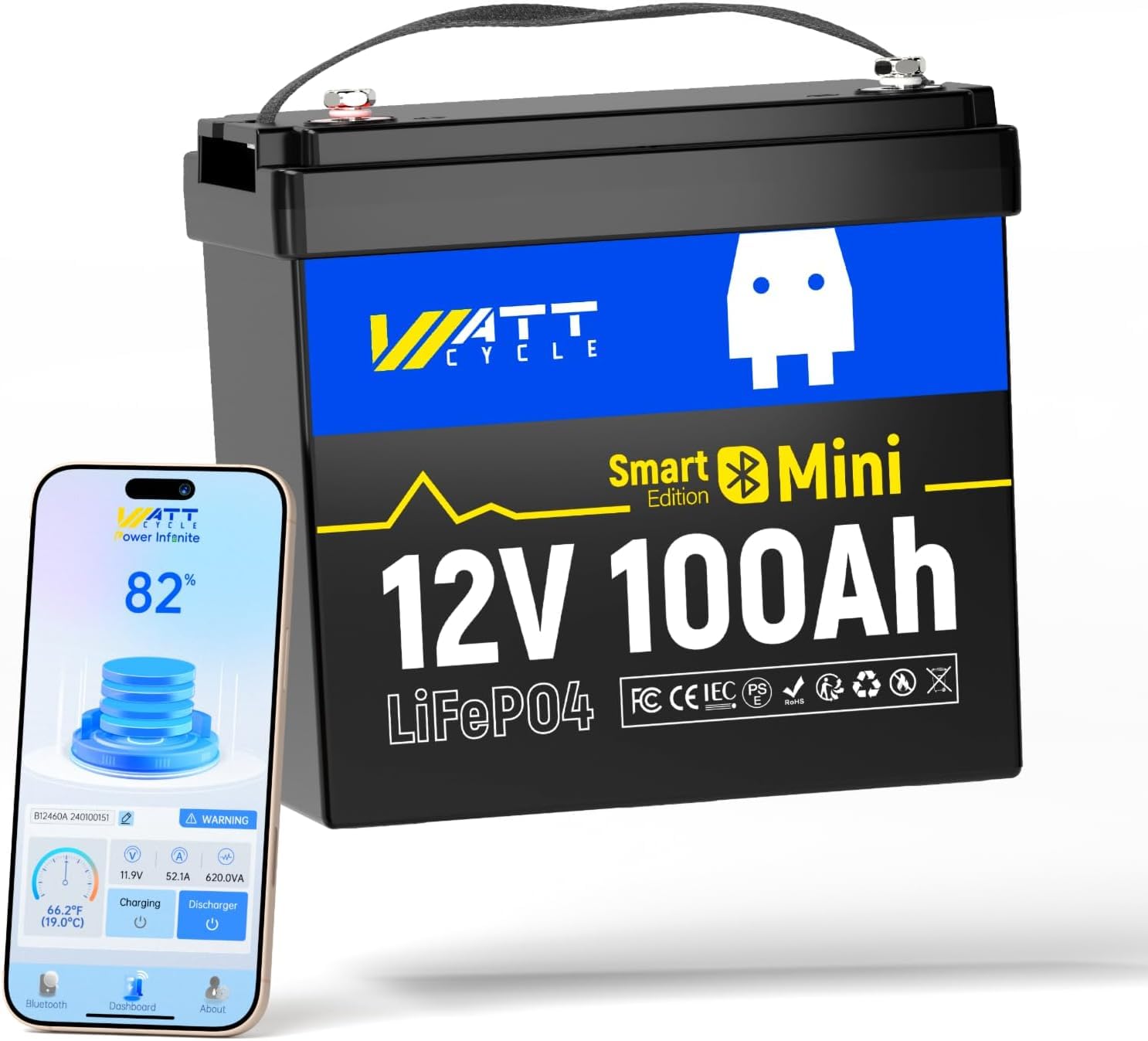 Lifepo4 12V 100Ah Bms Bluetooth - Groupe de batteries LiFePO4 mini 12V