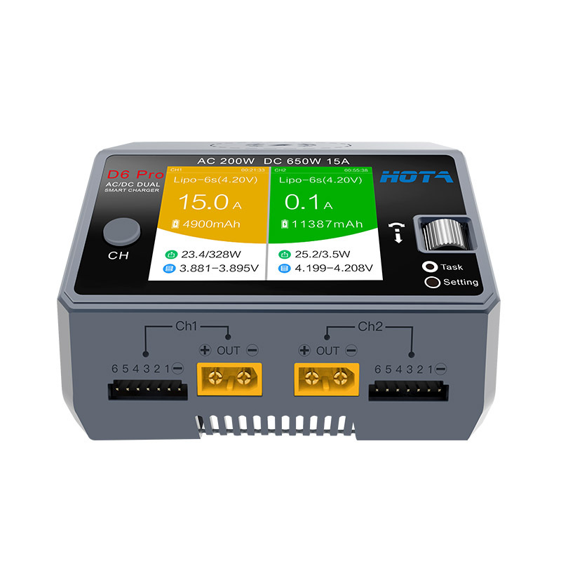 HOTA D6 Pro noir AC 200w DC 2x - Hota D6 Pro Dual Lipo Charger avis et prix